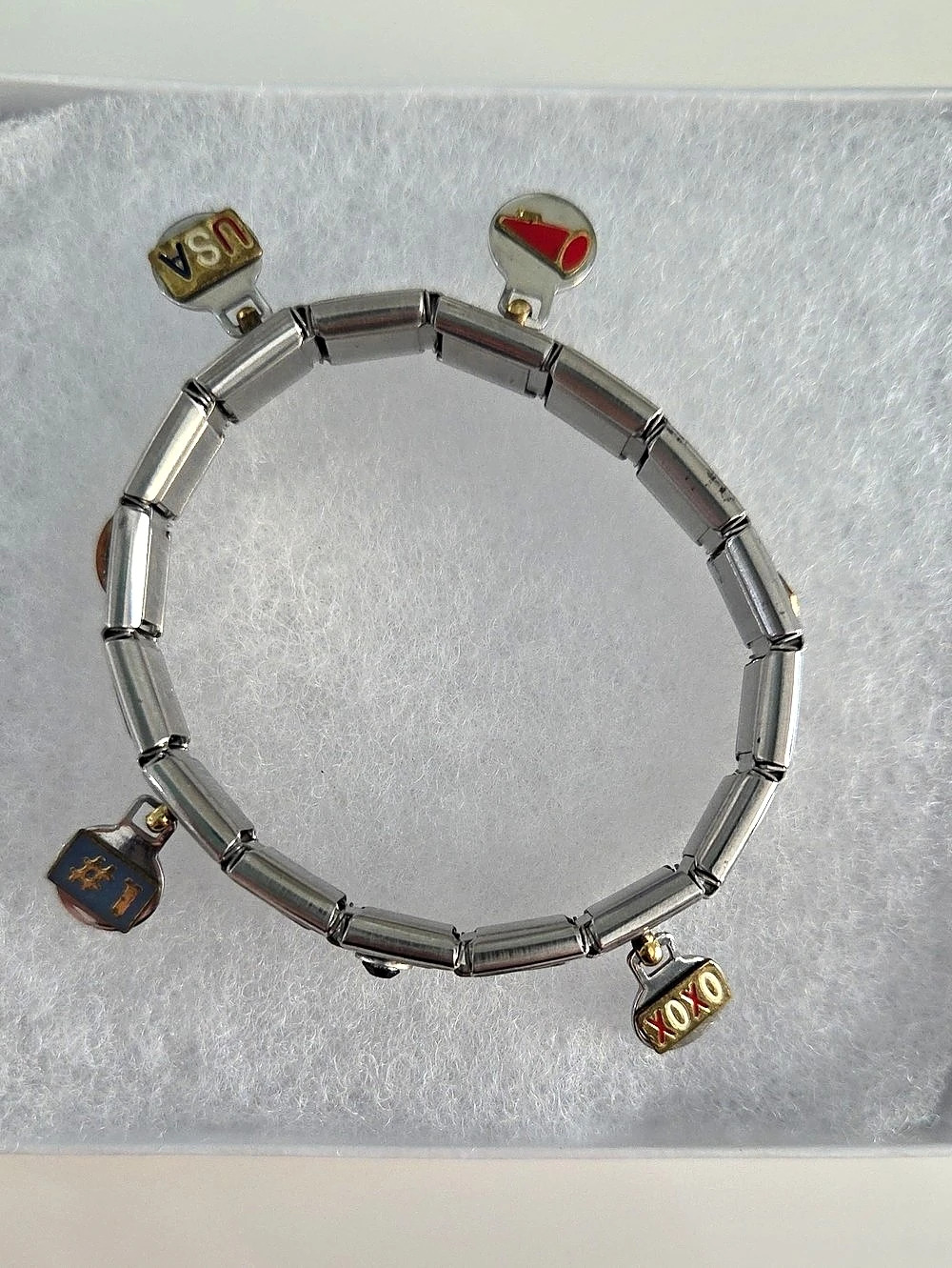 Charm Link Bracelet in Silver & Gold